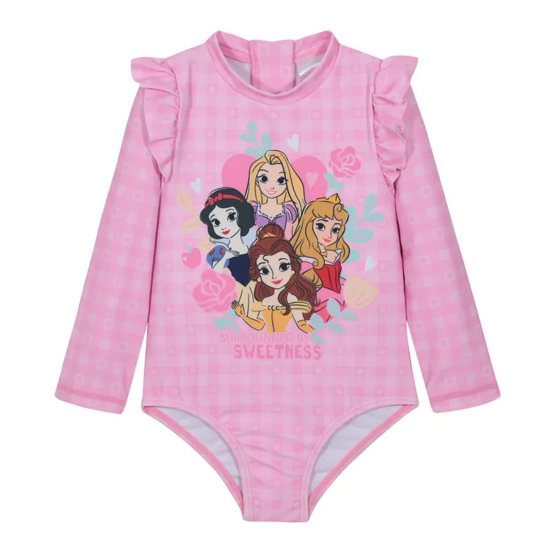DISNEY - Traje de Baño Bebe Niña Entero UV50 MLarga Disney Princesas - Rosa