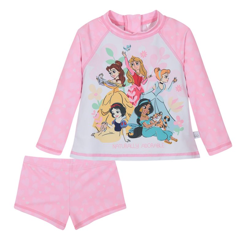DISNEY - Traje de Baño Bebe Niña Set UV50 MLarga Disney Princesas - Rosa