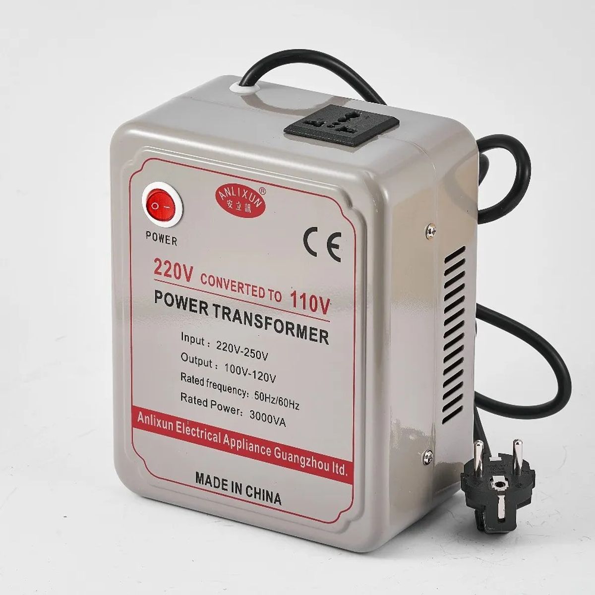 MUNDO MAGIA - Transformador De Voltaje 220v110v- Potencia 3000w Gris