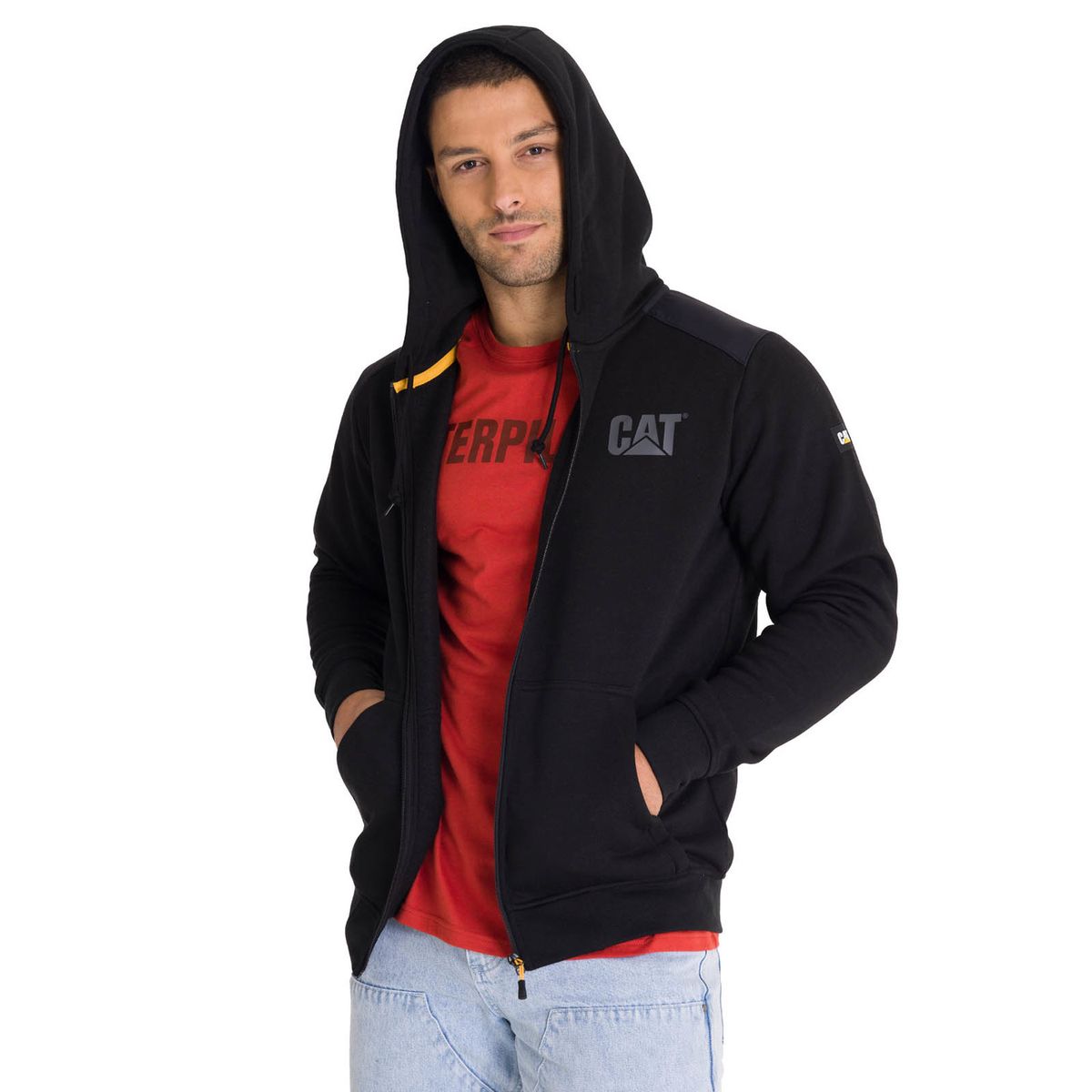 CAT - Polerón con gorro Essential Banner Hombre Negro CAT