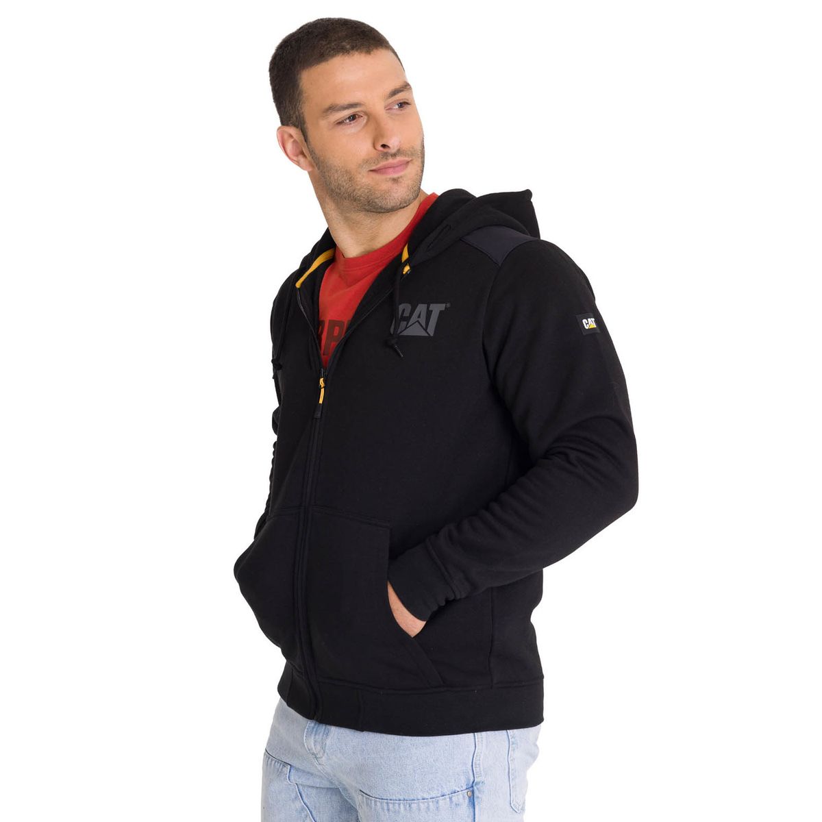 CAT - Polerón con gorro Essential Banner Hombre Negro CAT