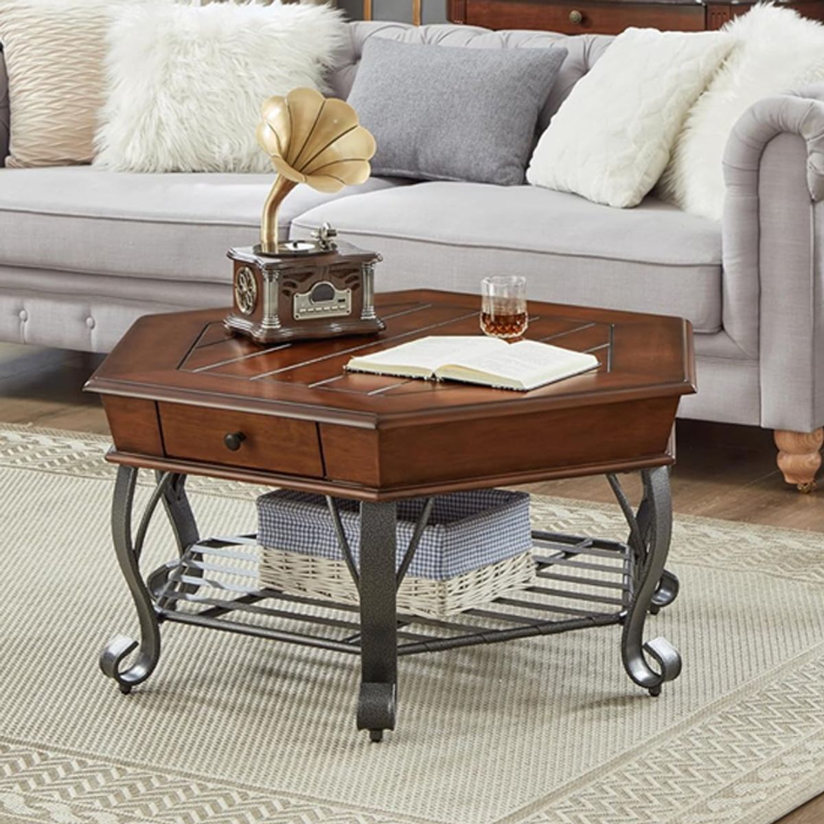 MSA MUEBLES SANTA ANA - Mesa Centro Hexagonal Madera