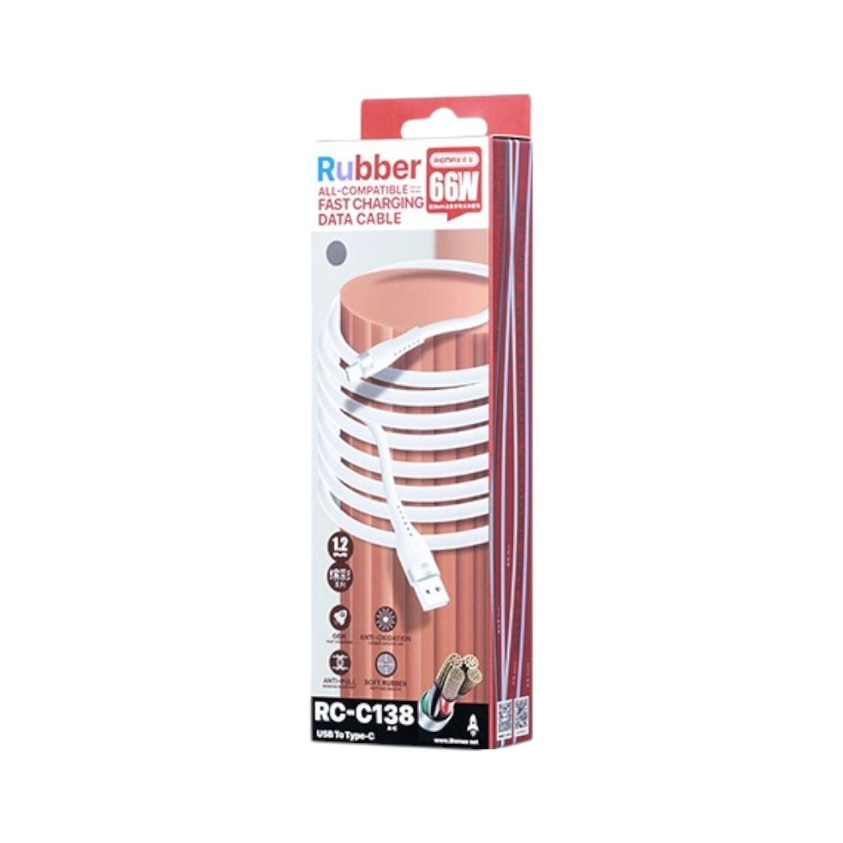 REMAX - Cable Remax RC-C138 NEGRO A-C 66W  Flexible y duradero