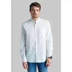 FEROUCH - Camisa Cuello Mao Lino Midland Blanco