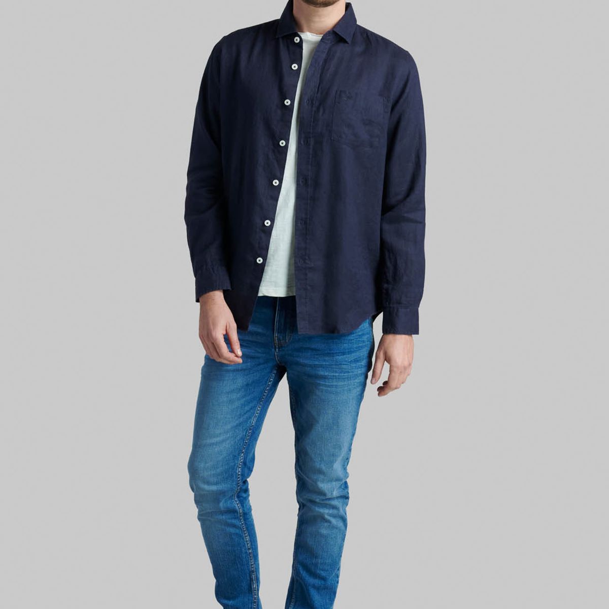 FEROUCH - Camisa Lino Green Bay Azul Ferouch