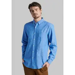 FEROUCH - Camisa Sport Lino Lowell Azul