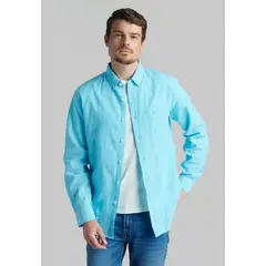 FEROUCH - Camisa Sport Lino Lowell Celeste