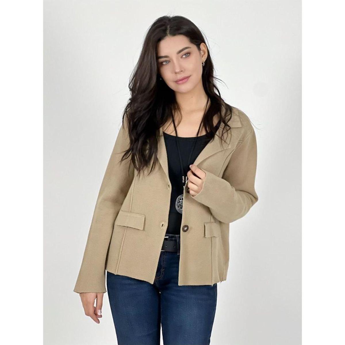 ENIGMATICA BOUTIQUE - Blazer Cuello V 2 Botones - Negro