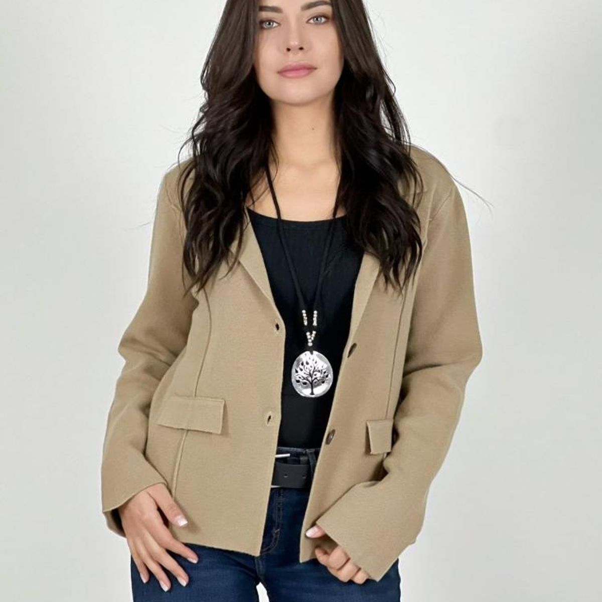 ENIGMATICA BOUTIQUE - Blazer Cuello V 2 Botones - Negro