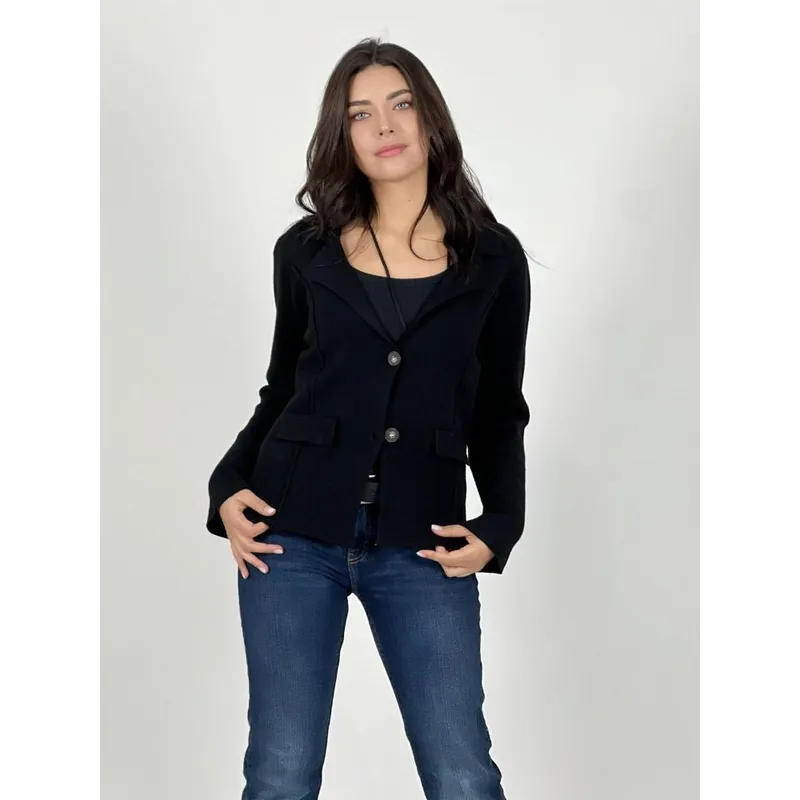 ENIGMATICA BOUTIQUE - Blazer Cuello V 2 Botones - Negro