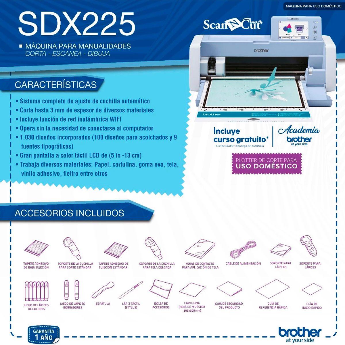 BROTHER - PLOTTER BROTHER 225 + ESTAMPADORA + REGALOS