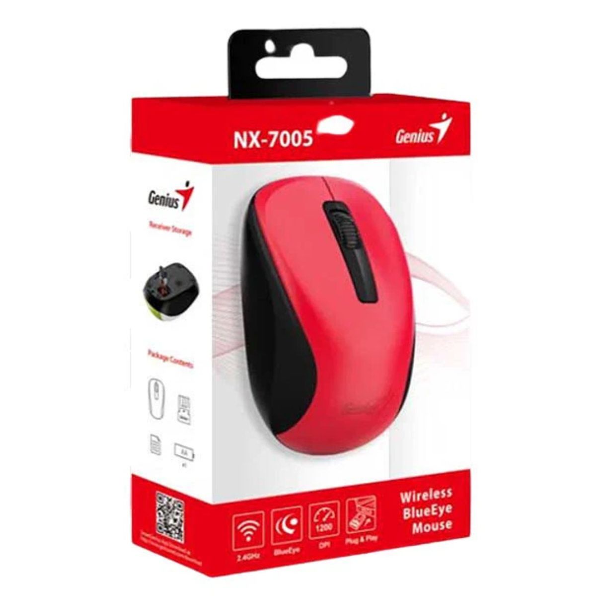 GENIUS - MOUSE OPTICO INALAMBRICO GENIUS NX-7005 USB-A ROJO