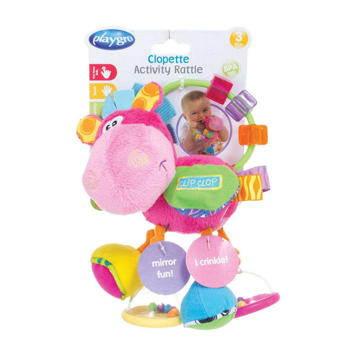 PLAYGRO - Sonajero Playgro Clip Clop Rosado Con Actividades