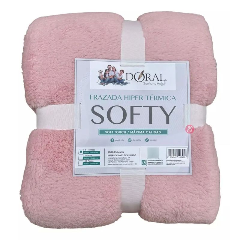 DORAL - Frazada Softy Lisa 1.5 Plazas Colores Claros - PS