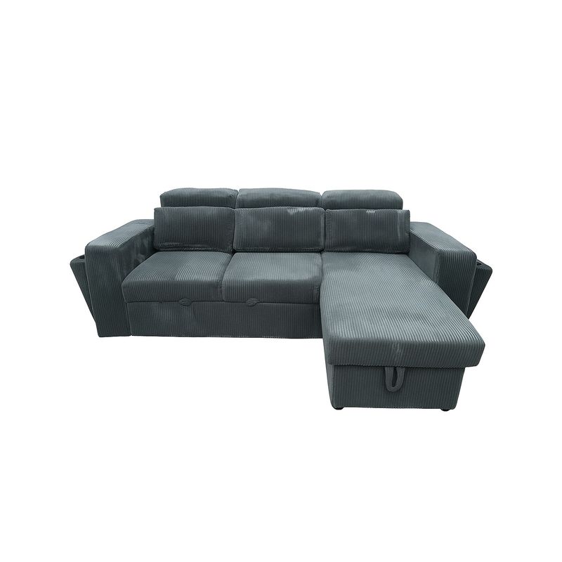 SWEET HOGAR - Sofá cama con almacenamiento libre disposición color gris azulado
