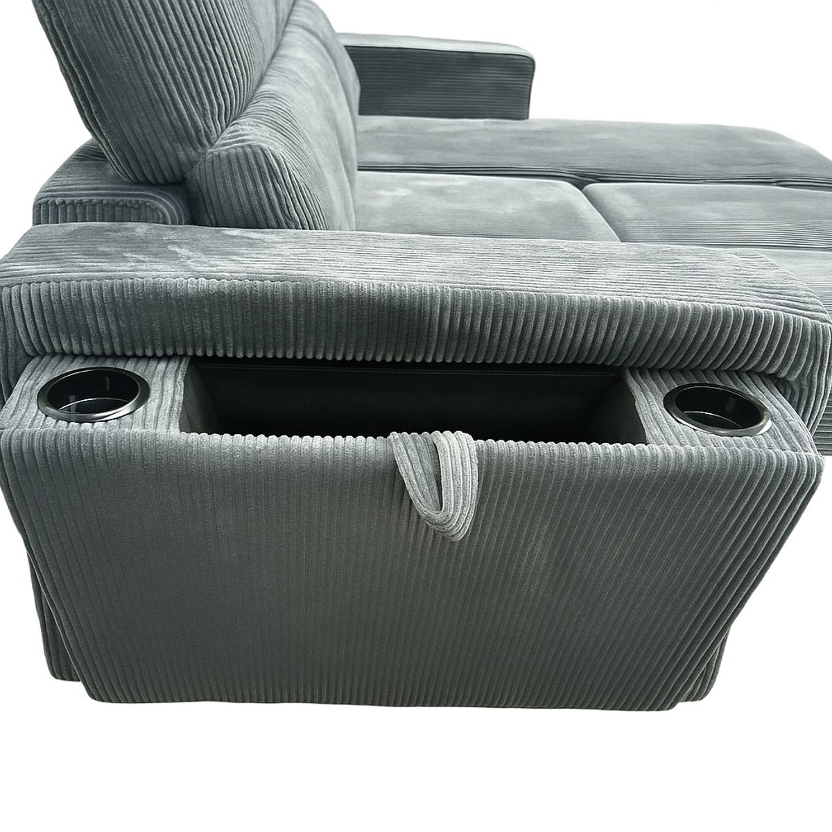 SWEET HOGAR - Sofá cama con almacenamiento libre disposición color gris azulado