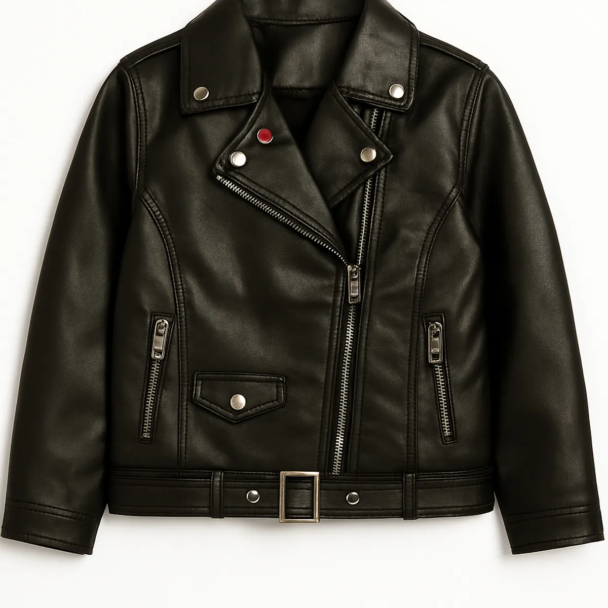 KIBOU - Chaqueta Biker Niños Ecocuero Premium Estilo Motociclista Urbana