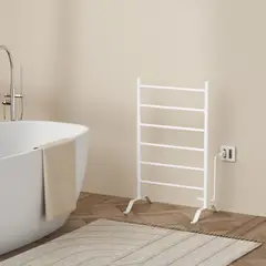 VERKEN - Calefactor Secador de Toallas Eléctrico para Baño 80W Pedestal 70x45 cm Vico Blanco