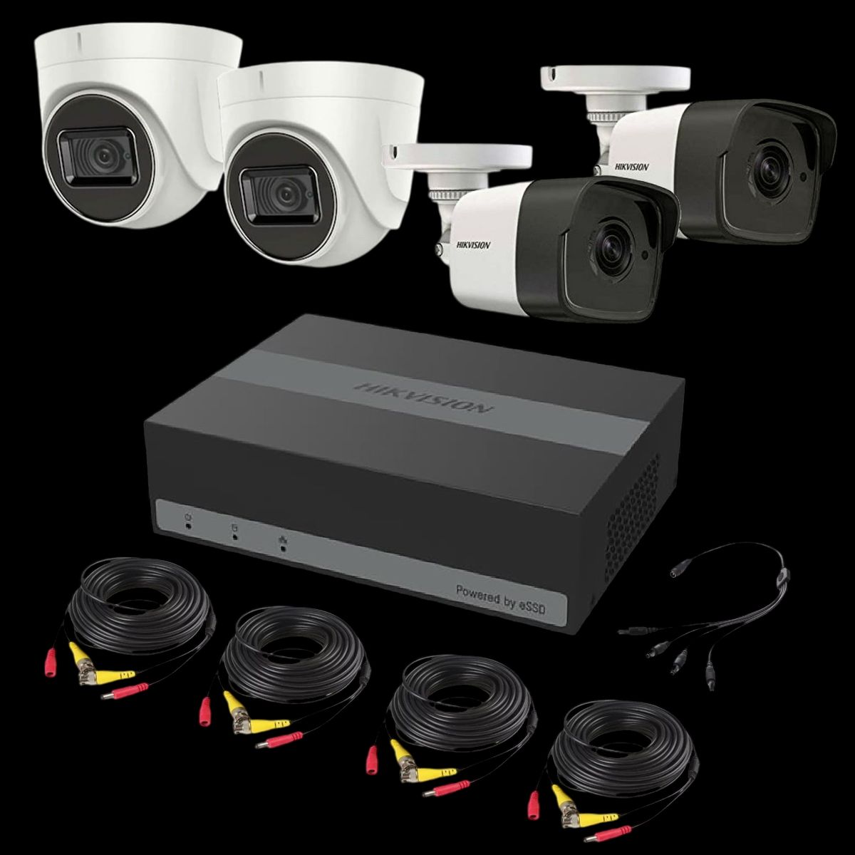 HIKVISION - Kit Camaras De Seguridad + Dvr 4ch Hikvision 300gb Ssd