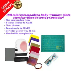 GENERICO - Kit Mini Estampadora + Vinilos + Cinta Térmica + base corte y Cortador