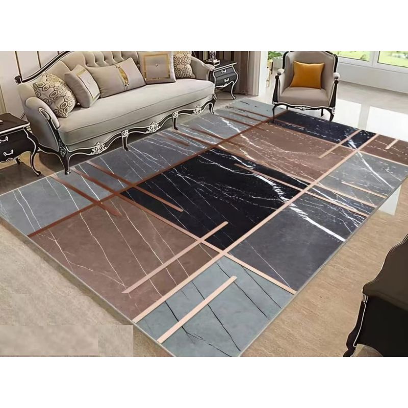 GENERICO - ALFOMBRA MARRON COON CUADROS  ANTIDESLIZANTE 200X240CM TF