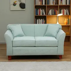 GENERICO - Sofá Ivannia 2 Cuerpos Lino Sidelli Verde Agua