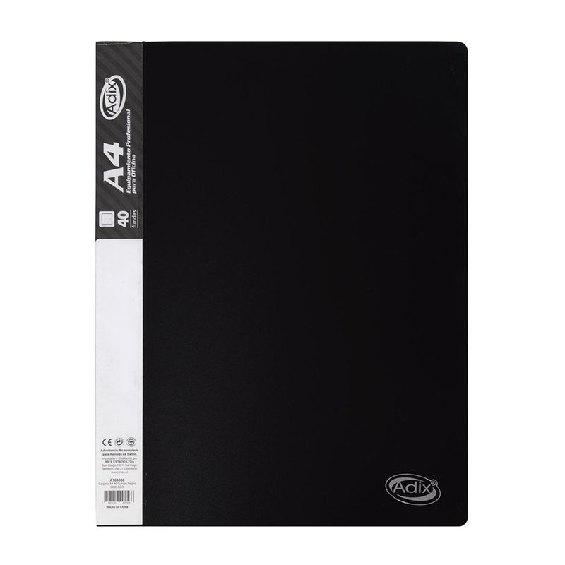 ADIX - Carpeta Adix con 40 Fundas Color Negro (A4)