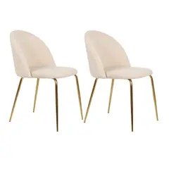HABITA2 CHILE - Pack 2 Silla de terciopelo elegante living o comedor Gold- Beige