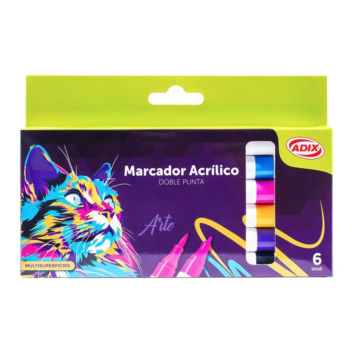 ADIX - Marcadores Acrílicos Adix Punta Brush/Fina 6 Colores