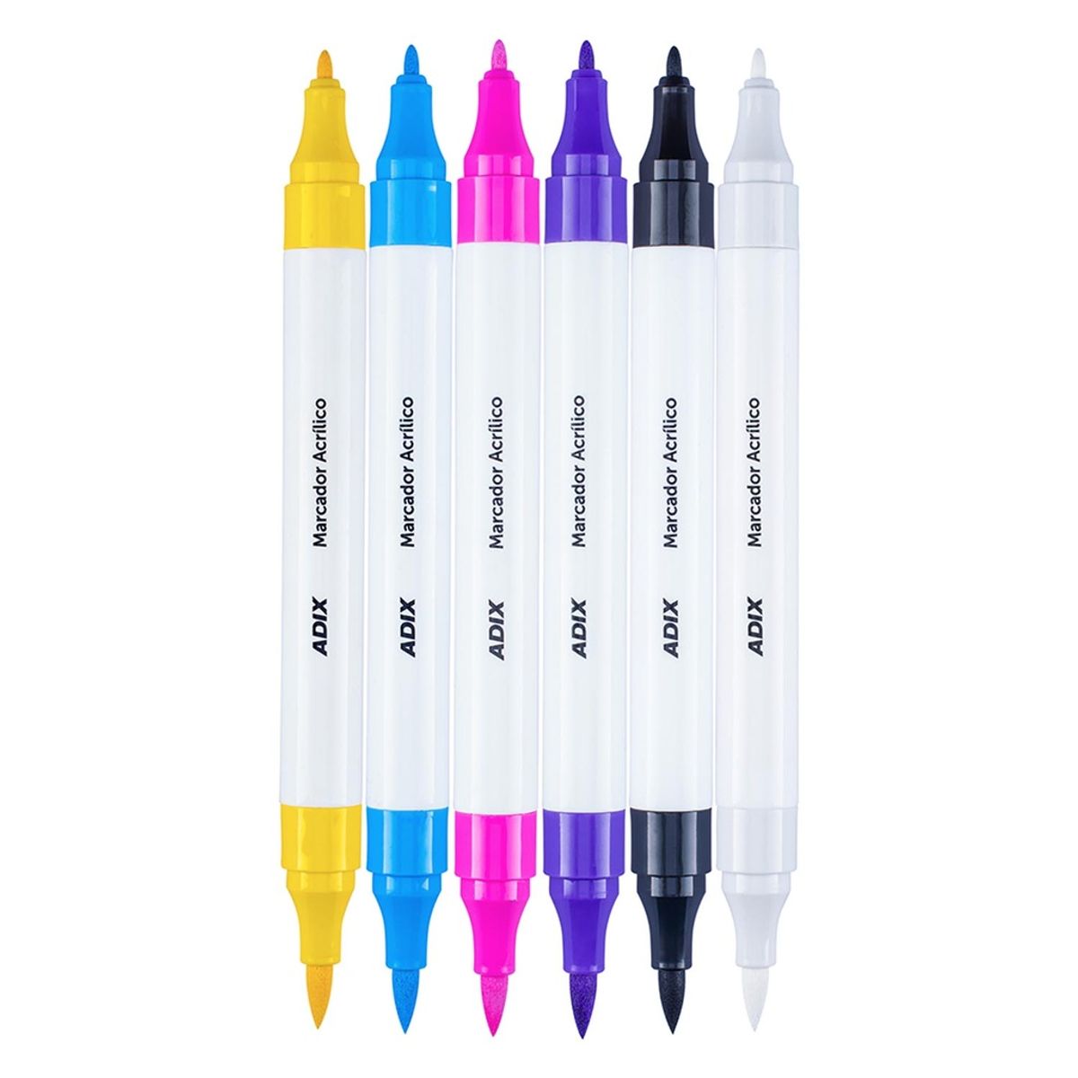 ADIX - Marcadores Acrílicos Adix Punta Brush/Fina 6 Colores