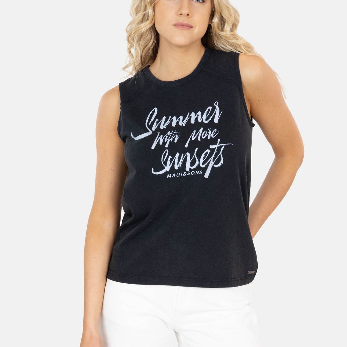 MAUI AND SONS - Polera SM Liko Negro Mujer Maui And Sons - Negro