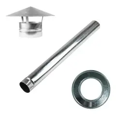 GENERICO - Kit Ducto Tubo Galvanizado 5 + Gorro + Anillo Fegalv