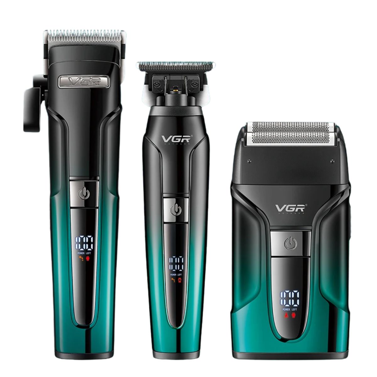 VGR VOYAGER - Kit Combo CortadoraPelo Patillera Afeitadora VGR V-694 Verde