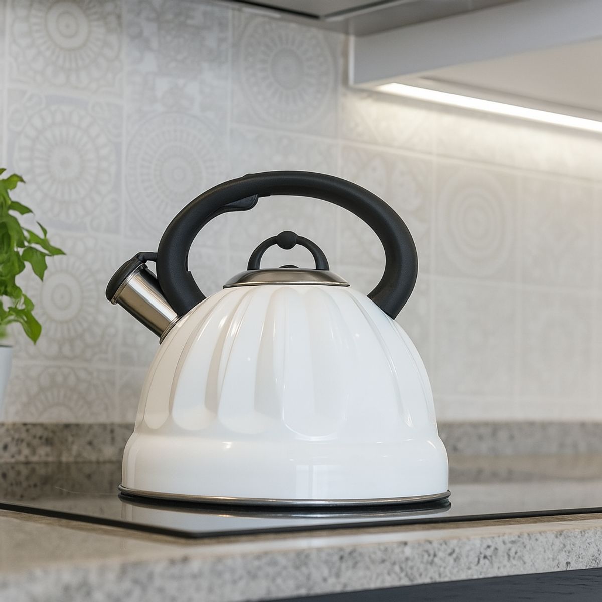 KITCHENWARE - TETERA DE ACERO INOXIDABLE BARI BLANCA 3LT