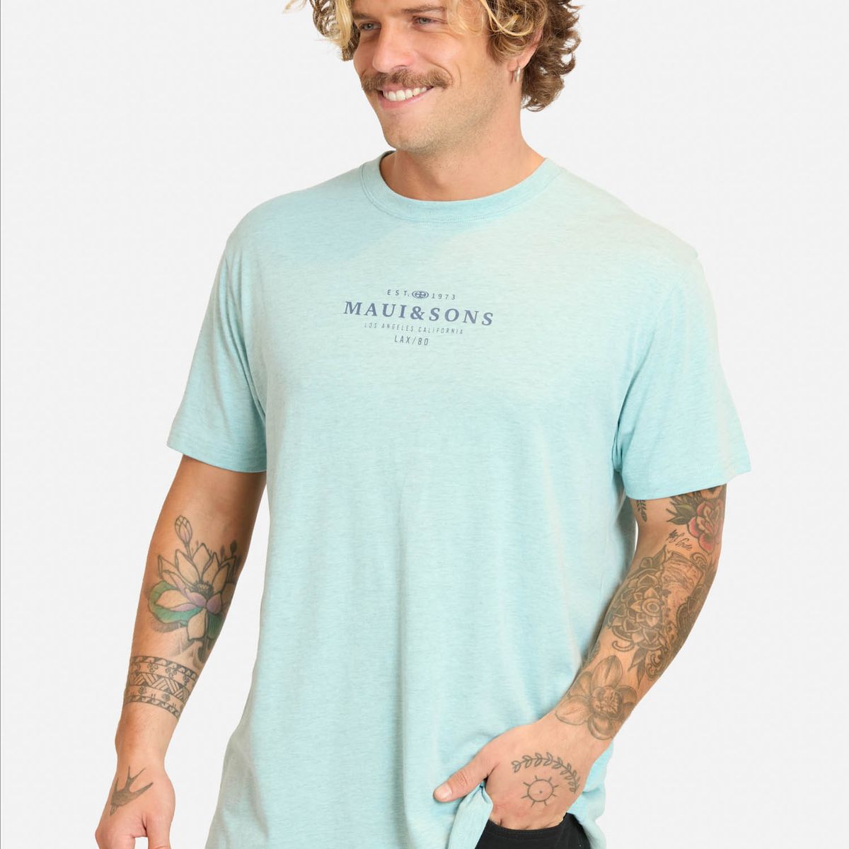 MAUI AND SONS - Polera MC Tivamo Azul Hombre Maui And Sons - Azul