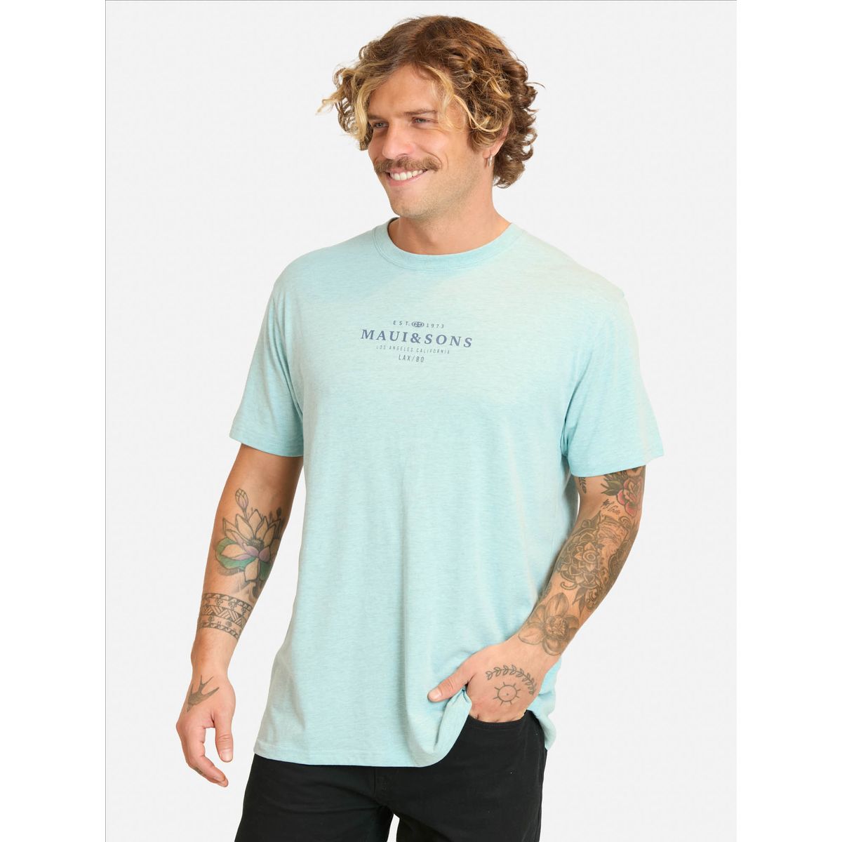 MAUI AND SONS - Polera MC Tivamo Azul Hombre Maui And Sons - Azul