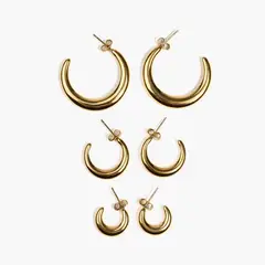 LOUNGE - Set Aros Mujer Argollas Acero Inoxidable