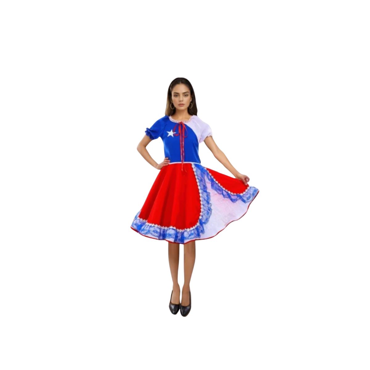 GENERICO - Traje Huasa China Fiestas Patrias Para Mujer Bandera