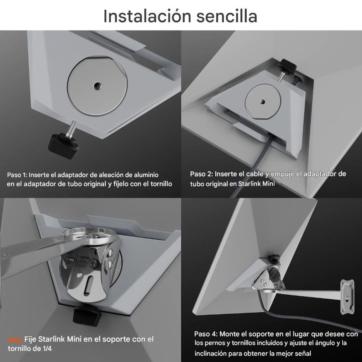 GENERICO - Soporte Pared Starlink Mini Ajustable con Adaptador Aluminio