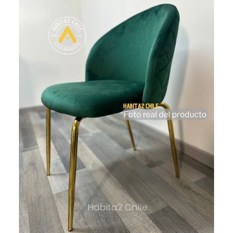 HABITA2 CHILE - Silla de terciopelo elegante living o comedor - Verde