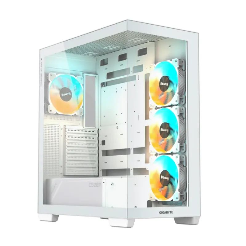 GIGABYTE - Gabinete Gamer Gigabyte C500 Panoramic Blanco Vidrio templado ATX 4Fan