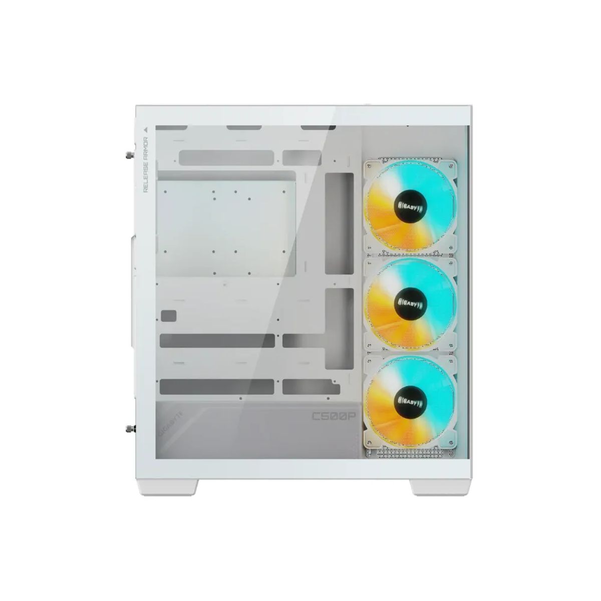 GIGABYTE - Gabinete Gamer Gigabyte C500 Panoramic Blanco Vidrio templado ATX 4Fan