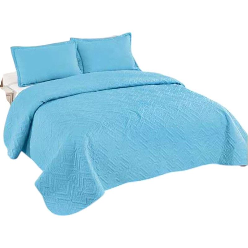 GENERICO - Cubrecama Quilt De Verano 2 Plazas + 2 Funda Medida 230x250cm Celeste