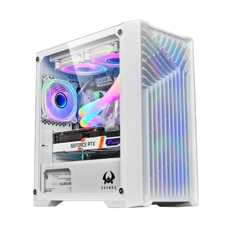 KRONOS - Gabinete Kronos Wind Vidrio templado RGB 3Fan mATX Blanco