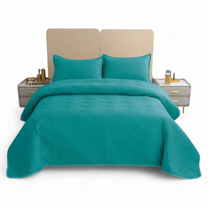 GENERICO - Cubrecama Quilt De Verano 2 Plazas + 2 Funda Medida 230x250cm Turquesa