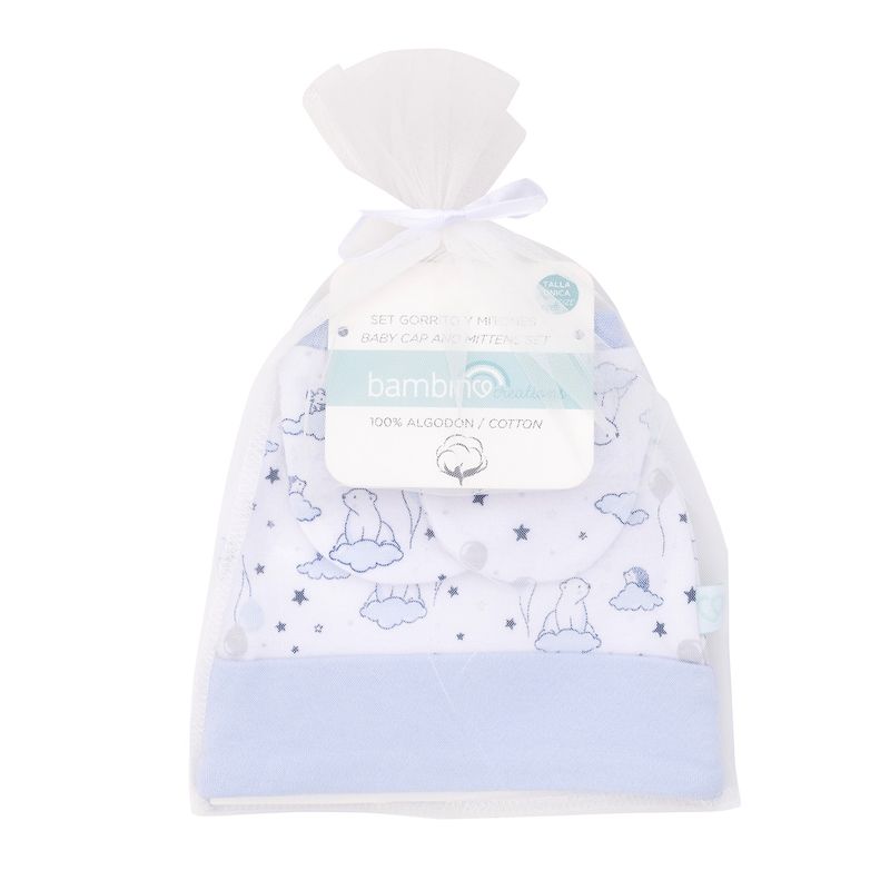BAMBINO - Set 2 Piezas Baby Gift Gorrito Y Mitones Bambino  Celeste