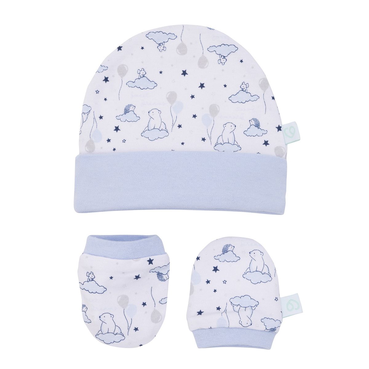 BAMBINO - Set 2 Piezas Baby Gift Gorrito Y Mitones Bambino  Celeste