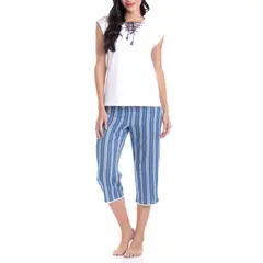 LADY GENNY - Pijama Capri a Rayas Mujer