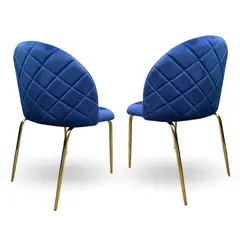 HABITA2 CHILE - Pack 2 Silla de terciopelo elegante living o comedor - Azul