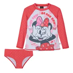 DISNEY - Traje de Baño Niña Set UV50 MLarga Minnie - Rojo